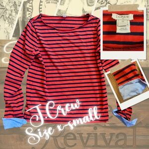 J.Crew Red & Navy Striped Boatneck Shirt | XS Bundle to save! 🍁✨